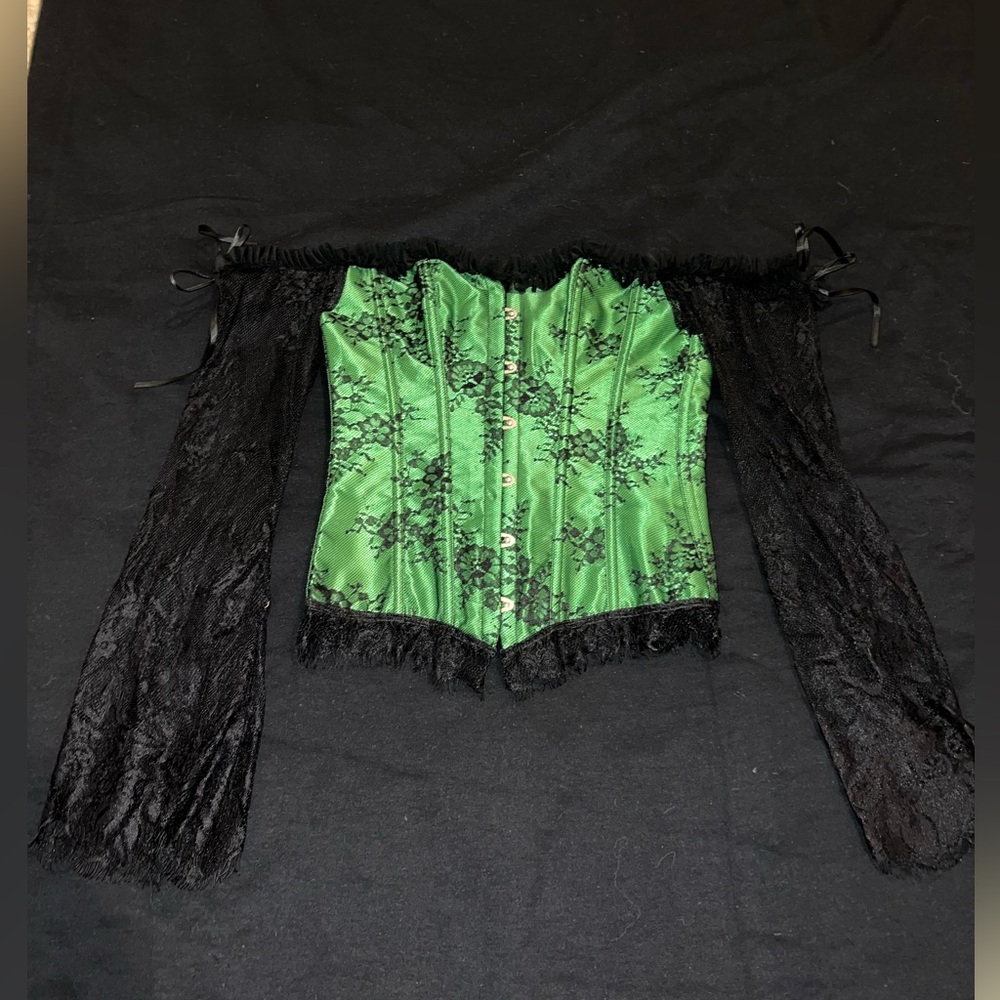 Black and green costume corset, Amazon size Small